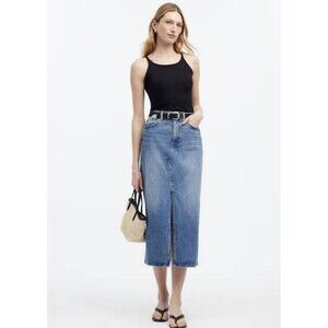 NWT Madewell The Rilee Denim Midi Skirt Size 29